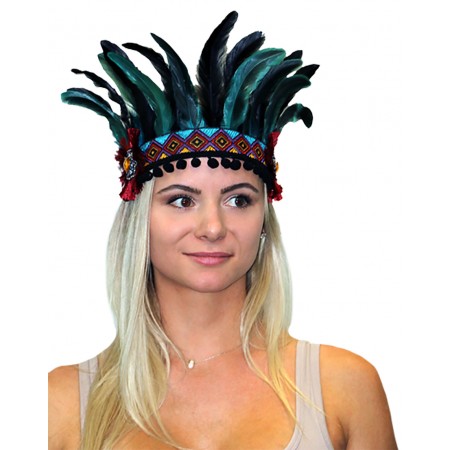 Burning Man Festival Feather Headpiece Aztec