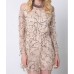 Miss Lacey Nude Sequin Playsuit