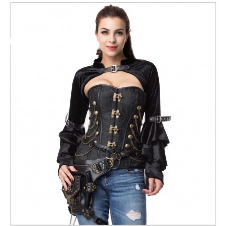 Classy Couture - Steampunk Black Chain Gothic Corset