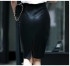 Black Faux Leather Mid Waist Midi Pencil Skirt