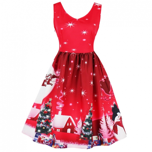 Jolly Red Vintage Christmas Dress
