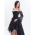 Black Organza Corset & Bustle Skirt Gown Set