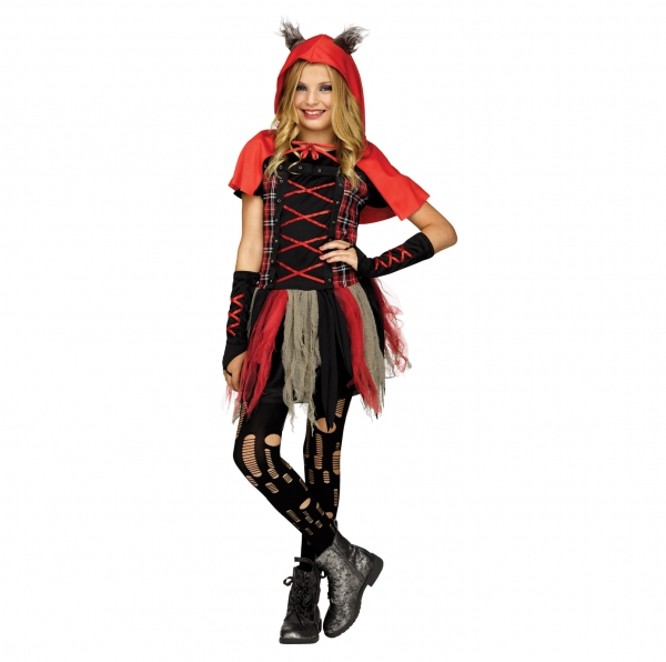 Tween Girls Fairytale Red Riding Hood Wolf Costume