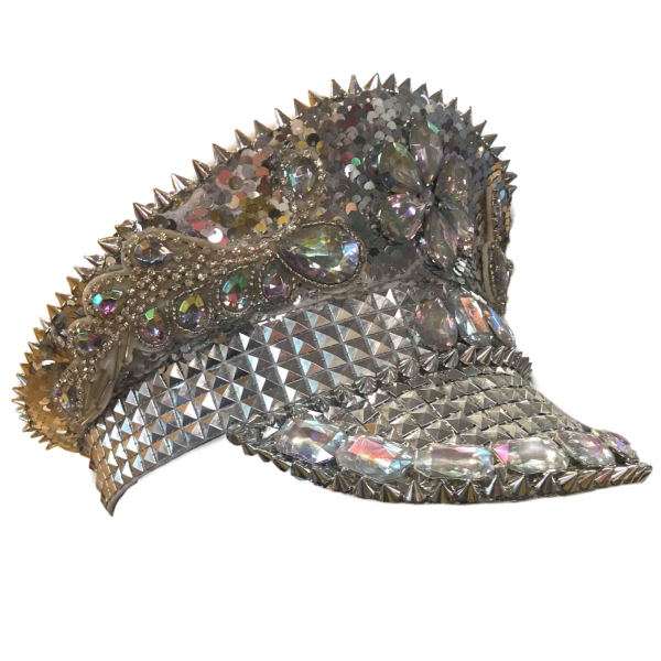 Silver Rhinestone Sequined Festival Cap Hat