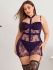 Midnite Floral Lace Teddy With Choker Plus Size