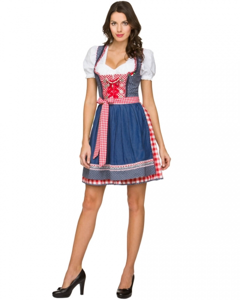 Red Denim Dirndl Oktoberfest Beer Maid Costume