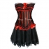Red Burlesque Corset & Long Lace Skirt